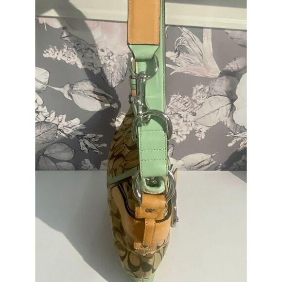 Vintage Coach Women’s Shoulder Satchel Tote Bag Khaki Canvas Green - Picture 13 of 13